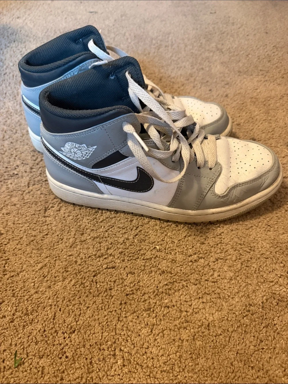 Nike Air Jordan 1 Mid White, Light Gray & Black